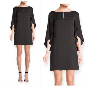 Milly Papillion Black Silk Dress Size 10 Flared Sleeve Cocktail NWT